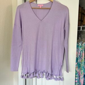 Lilly Pulitzer Lavender Sweater with Tassels. Never worn
